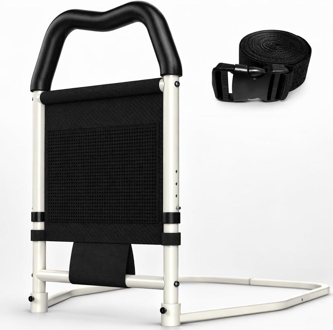 YL-02 Bed Rails for Seniors & Bed Rail for Elderly, Adjustable Safety Support with Non-Slip Handle & Storage Pocket, Fall Prevention Assist Rail with Fixing Strap, ASTM Certified, 350 lbs Capacity