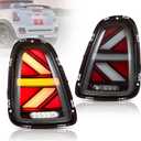 Union Jack Clear Tail Lights Fit For 2007-2013 BMW Mini Cooper R56 R57 R58 R59,W/Sequential Turn Signal & Dynamic DRL With Breath Effect, Rear Lamp assembly Replacement, 1 Pack