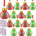 Aodaer 48 Pack Christmas Booze Balls Fillable Christmas Drink Balls with Sticker Clear Round Christmas Tree Ornaments Ball Water Bottle Bulbs Juice Bottle for Xmas Holiday Party DIY Crafts, Red, Green