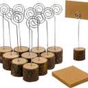 20 Pcs Wood Place Card Holders, Rustic Wood Table Number Holders Stands and 30 Pcs Kraft Place Cards, Wooden Name Cards Photo Holders for Wedding Party Sign Food Cards Label