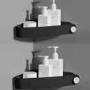 Sotfamily Plastic Shower Caddy Corner (for 90 Only), 2 Pack Adhesive Corner Shower Shelves for Bathroom Organizers and Storage, Black