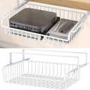 ENONCI Under Desk Drawer, Slide Out Design,No Drill Metal Under Desk Cable Management, Under Table Storage Shelf Tray Basket Under Table Drawer Organizer for Office, Home, Workspace, Cabinet