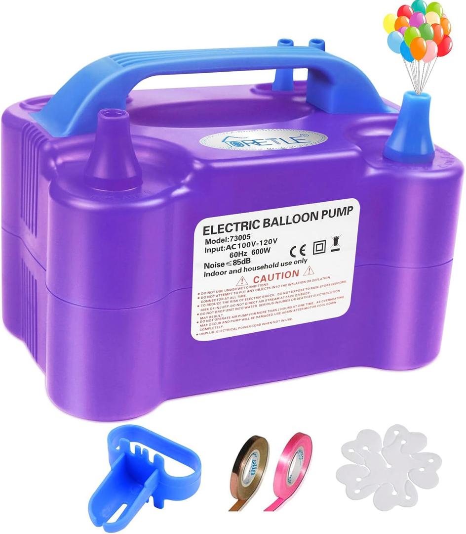 Balloon Pump Electric, Portable Balloon Pump Electric Air Balloon Pump Balloon Inflator, Balloon Decorations for Birthday Parties, Weddings, Festivals and PartyPurple