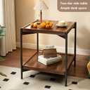 2 Tier Side Table, Small Square End Table with Sturdy Metal Legs, 20 inch Nightstand for Living Room, Bedroom, Office and Small Spaces (Walnut)