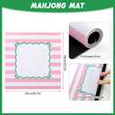 Dunzy 33'' x 33'' Mahjong Mat with Carrying Bag Non Slip Noise Reduction Gaming Mat Rubber Mahjong Table Cover Accessories Gifts for Poker Board Games Dominoes(Light Pink and White,Stripe)