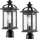 Darkaway Outdoor Post Lights Lamp Posts Outdoor Lighting, Waterproof Aluminum Post Lights Exterior Light Fixtures with Glass,Fence Pole Lights for Yard Patio Garage 2 Pack (Black)
