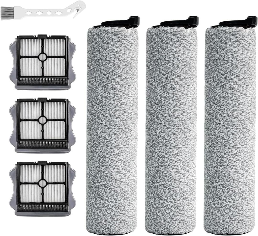 YSD Roller Brush and Filter Replacement Compatible with Tineco iFloor 3/ Floor One S3 Cordless Vacuum Cleaner, Replacement Parts Include 3 Brush Rollers, 3 Filters
