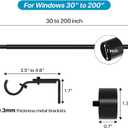 Curtain Rods Extra Long 200 inches, Heavy Duty Curtain Rod for Windows 120-200 inch, 1-inch Drapery Rod for Outdoor Patio, Sliding Door, Living Room, Bedroom, Black Adjustable Curtain Pole 10-16.5ft