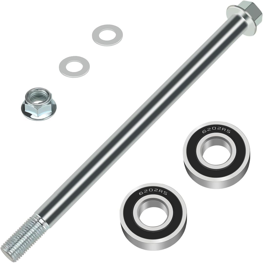 14mm 300mm Mini Bike Front Axle Nut Kit with 6202RS Front Wheel Bearing Kit Compatible with Coleman CT200U-EX BT200X 196CC 200CC 6.5HP Gas Powered Mini Bike Powersports Accessories Parts
