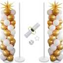 Balloon Column Stand Kit Set of 2, 56 Inch Height Adjustable Splicing Metal Balloon Stand Tower Pillar with Base,Reusable Balloon Arch Stand Holder Kits for Floor,Birthday,Wedding,Party Decoration