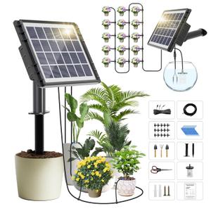 Solar Irrigation System for Garden - Skycow 2W Solar & USB Power Automatic Drip Irrigation Kit15 Potted Indoor Outdoor Garden Balcony Anti-Siphoning Plant Watering System 25 Timing Mode
