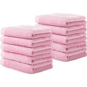 Yoofoss Washcloths Towel Set 10 Pack Baby Rayon Derived from Bamboo Wash Cloth for Bathroom-Hotel-Spa-Kitchen Multi-Purpose Fingertip Towels and Face Cloths 10'' x 10'' - Pink