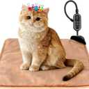 Cat & Dog Heating Pad - 3 Timer and 3 Level Temperature Smart Sensor Electric Pet Heating Pad with Chew Resistant Cord, Indoor Outdoor Warm Heated Bed for Dogs Cats - 17.7x17.7 (Camel)