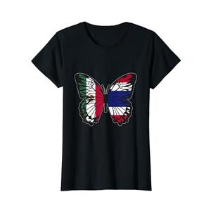 Mexico and Thailand Mix Butterfly Half Mexican Thai Roots T-Shirt, Size: M