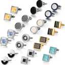 wynameleri Cufflinks 12 Packs Men's Jewelry Gift Cuff Links Set Shirts Buttons Packed in Case