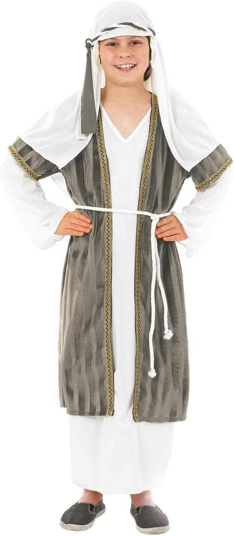 fun shack Boys Shepherd Costume for Kids, Joseph Costume for Boys, Shepherd Boy Outfit, Nativity Dress-Up (X-Large, Gray)