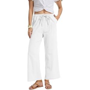 YOCUR Women Casual Drawstring Straight Leg Pants Cotton Linen Beach High Waisted Trousers Flowy Lounge Lightweight Pants, Size XXL YOCUR Women Casual Drawstring Straight Leg Pants Cotton Linen Beach High Waisted Trousers Flowy Lounge Lightweight Pants, Size XXL