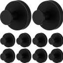Kifmurase Suction Cup Hooks for Glass Window, No Drill Stainless Steel Suction Cup Hooks for Glass Mirror Tile, Removable Towel Hooks for Bathroom Hanging Towels, Robes, Loofahs (4 Pack, Black)
