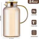 Buaic Glass Pitcher with Lid, 84oz/2.5 Liter Amber Classic Vertical Stripes Water Pitcher,Glass Water Carafe for Cold Brew, Coffee, Lemonade, Iced Sun Tea,Beverage, Milk, Heat Resistant