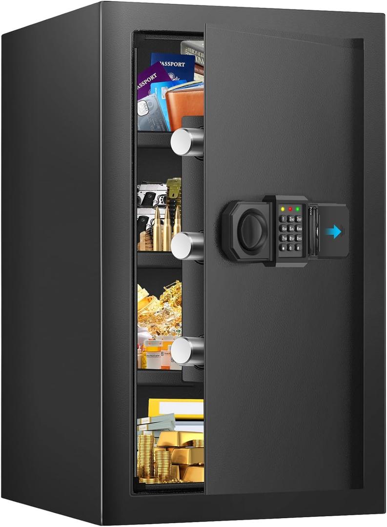 Large Fireproof Safe for Home Use, Digital Home Safes with Programmable Keypad, Spare Keys and Alarm System, Security Safes Box Fireproof Waterproof, Anti-Theft Fire Safe Box for Home Office (Large)
