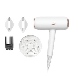T3 Featherweight StyleMax Professional Ionic Hair Dryer with Custom Heat Automation & 4 Attachments,Fast Drying,Lightweight with 5 Heat & 3 Speed Settings,2 Concentrators,Diffuser & Smoothing Comb (1" Clip Iron, White)