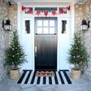 Black and White Outdoor Rug 35.4 x 59 Inches Striped Front Door Mat Front Porch Rug Hand-Woven Machine Washable Indoor/Outdoor Layered Door Mats for Entryway/Porch/Patio