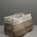 OIAHOMY Extra Large Blanket Basket, 95L Cotton Rope Woven Laundry Basket, Toy Bin for Baby Room, Container for Blanket Storage in Living Room, 24''17''14'', Gradient Brown