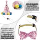 16 Pcs Cat Birthday Party Supplies, Cat Birthday Bandana with Number Hat, Banner, Bow Tie, Balloons (Pink)