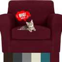 MAXIJIN 2 Piece Chair Covers Chair Slipcover with Arms, Sofa Chair Cover for Living Room Armchair Cover, Stretch Pet Dog Slip Cover for A Chair with 1 Cushion (31"-46", Wine Red)