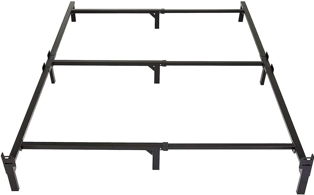 Amazon Basics Metal Bed Frame, 9-Leg Support Base for Box Spring and Mattress, Tool-Free Easy Assembly, No Tools Required, Full Size, Black