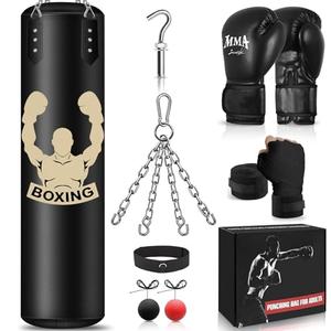 YORWHIN Hanging Punching Bag for Adults, 4FT PU Heavy Bag Boxing Training Equipment with 12OZ Gloves, Reflex Ball, Wristband, Kicking Bag Boxing Set for Training Karate Kickboxing Home Gym(Unfilled)