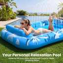 Inflatable Tanning Pool Lounger Float with Sprinkler, X-Large Pool Floats with Auto Spray Cooling, 6 in 1 Sunbathing Lounge Floatie Raft Toys, Blow Up Pool Tanning Bed for Adults Kids Gifts