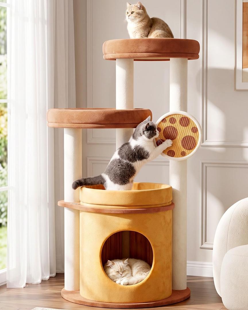 Maine Coon Cat Tree for Large Cats, 46" Cat Tower, Stable Base