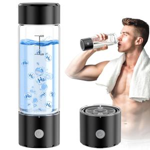 MOVOCA Hydrogen Water Bottle, 3Min 2200PPB Rapid Hydrogen Water Generator -SPE PEM Tech, 15OZ Portable Hydro Water Machine, Health Care Gifts for Husband, Wife, Family, Friends, Travel