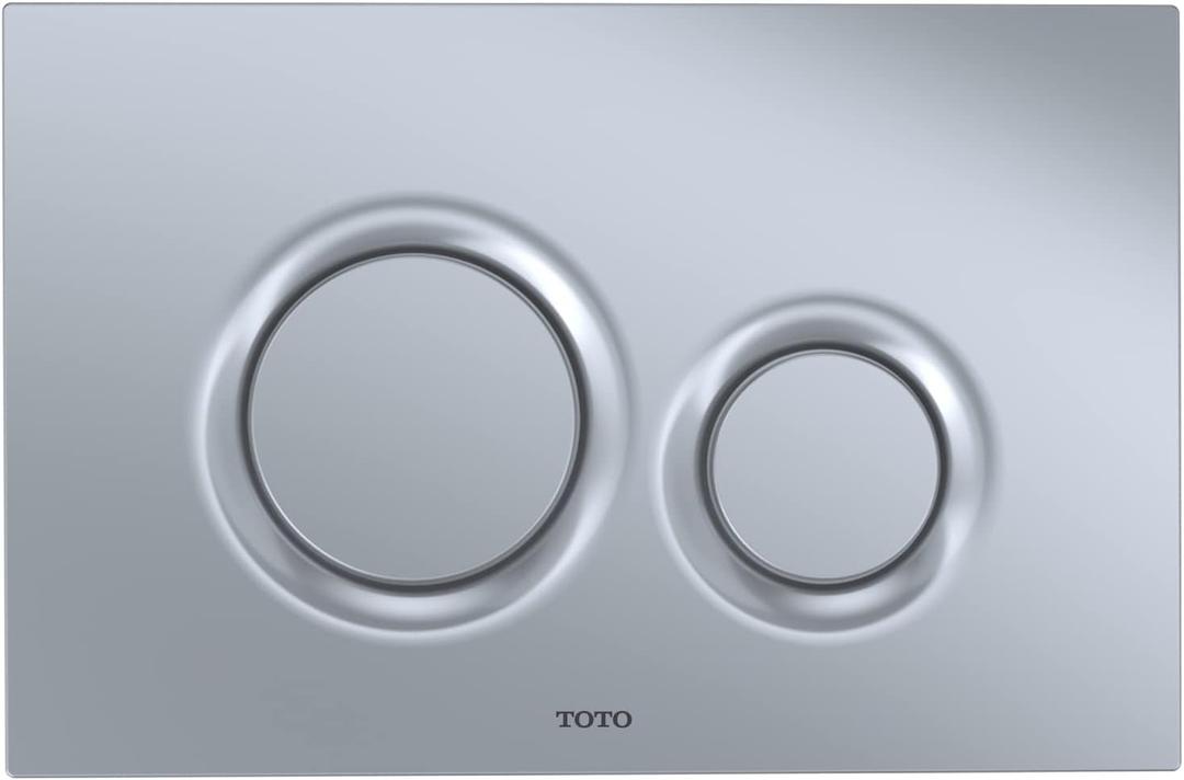 TOTO Dual Flush Round Push Button Plate for Select DuoFit In-Wall Tank Unit, Matte Silver - YT930#MS