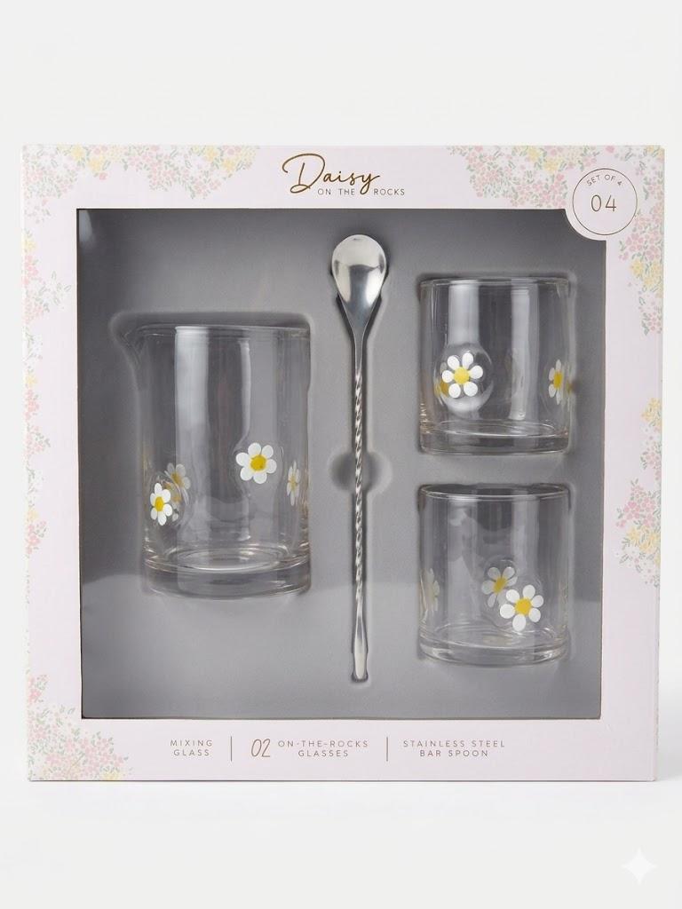 Mixing Glass Cocktail 4Pcs Set Daisy