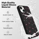 For iPhone 14 Case, Cute Kawaii Cherry Bow Black Liquid Silicone Phone Case Slim Fit Soft Gel Rubber Protective Phone Cover for Women Girls