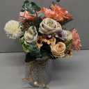 Fake Flowers with Vase,Faux Flowers in Vase for Home Decor,Silk Pink Dahlia Artificial Flowers with Vase for Coffee Table Decor,Living Room Bathroom Plant Decor, Centerpiece Table Decorations