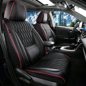 Car Seat Cover Full Set - Luxury Breathable Waterproof Faux Leatherette Car Seat Covers Cushion Protectors with Lumbar Support,Universal Fit for Most Cars SUV Trucks