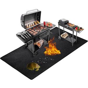 Large 76x52 inches Under Grill Mat for Outdoor Grill,Double-Sided Fireproof Grill Pad for Fire Pit,Indoor Fireplace Mat Fire Pit Mat,Oil-Proof Waterproof BBQ Protector for Deck and Patio (76x52in(0.6mm))