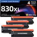 TN830XL Black Toner Cartridge Ink for HL-L2460DW Printer Replacement for Brother TN830 XL TN830 TN-830 Toner Set for DCP-L2640DW HL-L2460DWXL HL-L2405W MFC-L2820DW MFC-L2820DWXL, 4PK (with Chip)