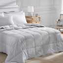 Pacific Coast Lightweight Goose Feather Down Fiber Comforters King Size, Summer Duvet Insert, Ultra Soft, Breathable, Hotel Luxury Bedding Comforter with 8 Tabs, Light Grey, 106 x 90 inches