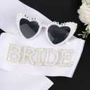CIEHER Bride Heart Sunglasses & Bridal Sash Set for Bride to Be Gifts Bachelorette Party Favors Bridal Shower Decorations