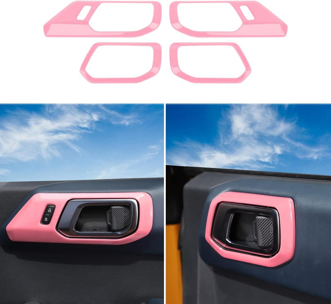 RAZPOY Inner Door Handle Cover Trim Compatible with 2021-2025 Ford Bronco Interior Accessories, Pink