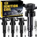 MIKKUPPA UF652 Ignition Coil Packs and Spark Plugs Replacement for 2012 2013 2014 2015 2016 2017 2018 2019 2020 Hyundai Accent Veloster Kia Rio Soul 1.6L, Replaces OEM 93815 Set of 4