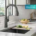 KRAUS Allyn Industrial Pull-Down Single Handle Kitchen Faucet in Spot-Free Black Stainless Steel, KPF-4102SFSB, 5"D x 11.25"W x 16.75"H