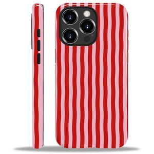 ilikediy for iPhone 15 Pro Case,HL2 Red Stripes Hybrid 2 Layer Hard Shell Silicone Protective Pattern Design Case