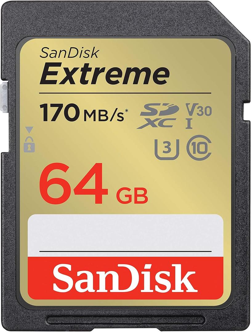 SANDISK 64GB Extreme SDXC UHS-I Memory Card - C10, U3, V30, 4K, UHD, SD Card - SDSDXV2-064G-GNCIN