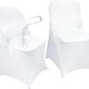 40PCS Stretch Spandex Folding Waterproof Chair Covers,Universal Fitted Chair Cover Protector for Wedding Party Banquet Holidays Celebration Decoration(40, White New)