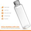 Epica Clear Glass Bottles with Lids, 18oz Resuable Glass Water Bottles for Juicing with Stainless Steel Cap to store Milk, Smoothie, etc., 100% Leak Proof, Durable and Dishwasher Safe (Set of 6)
